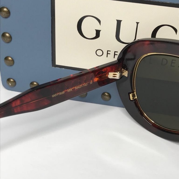 💯 New Original GUCCIAcetate Oversize Sunglasses GG1152S Tortoise - Picture 16 of 17